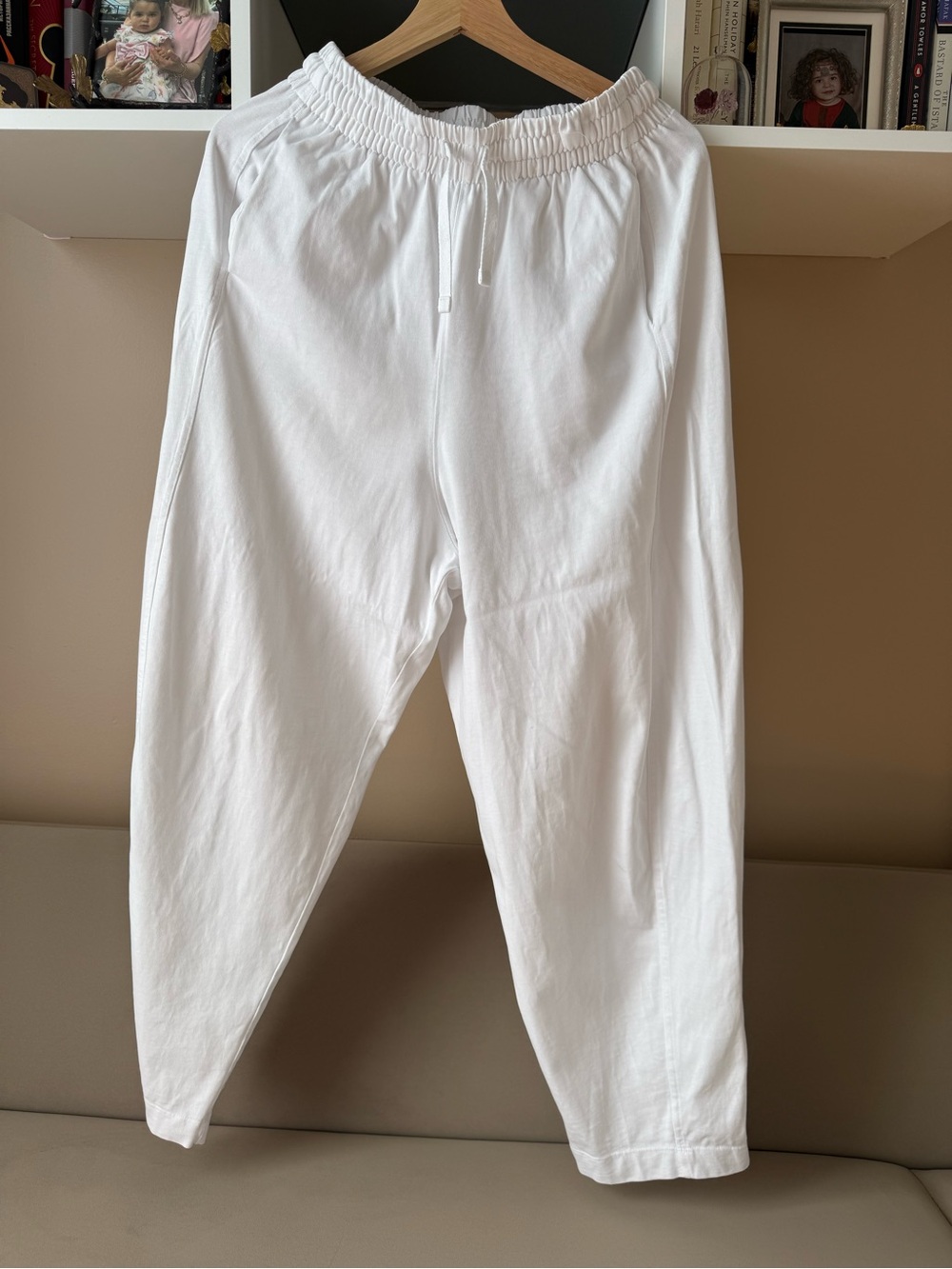 Zara White Drawstring Elastic Waist Trousers